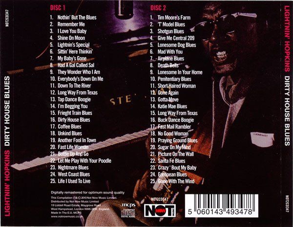 CD: Lightnin' Hopkins DIRTY HOUSE BLUES 2CD – Usato da Kandergrund venduto da Sososo 1