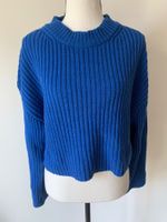 Kurzer Strickpullover Gr. M oversize, Pullover cropped blau