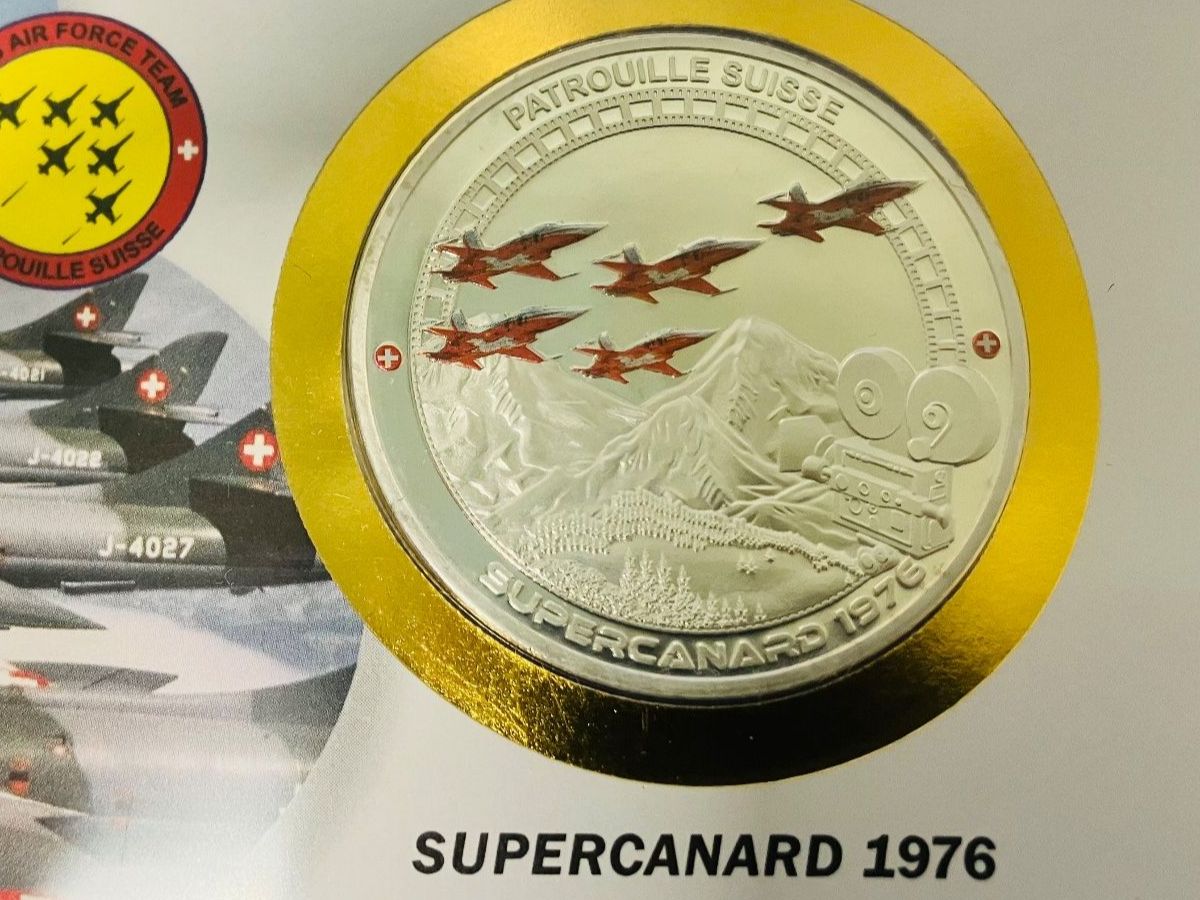 Medaglie: Patrouille Suisse  Numisbrief versilberte Medaille 1976 – Usato da Merenschwand venduto da Garfield2026