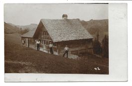 unbekanntes Appenzeller Bauernhaus (AI/AR) 3 Bauern  Foto-AK
