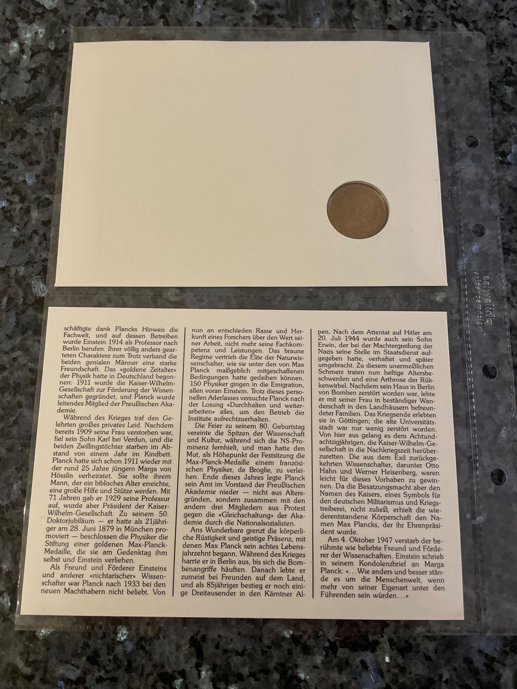 Alle Münzen: Numisbrief Max Planck 40. Todestag – Neu (gemäss Beschreibung) aus Schlossrued von Julio25 1
