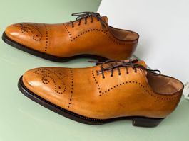 KiTON Oxford Brogue Derby Cognac Leder Schuhe 41.5 NEUE
