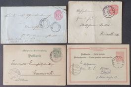 WÜRTTEMBERG: 4 Ganzsachen aus 1869–1899