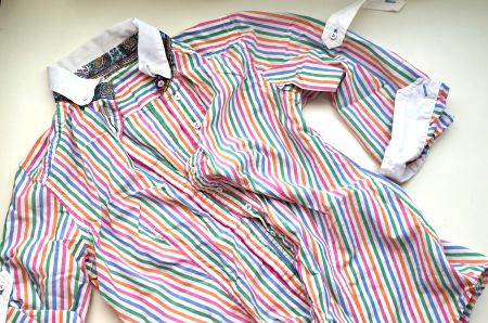Van Laack Bluse bunt gestreift, 3/4 Arm, Gr. 40