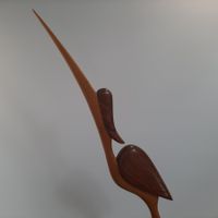 Vintage 60er Mid Century Reiher Vogel Holz Kranich 70er