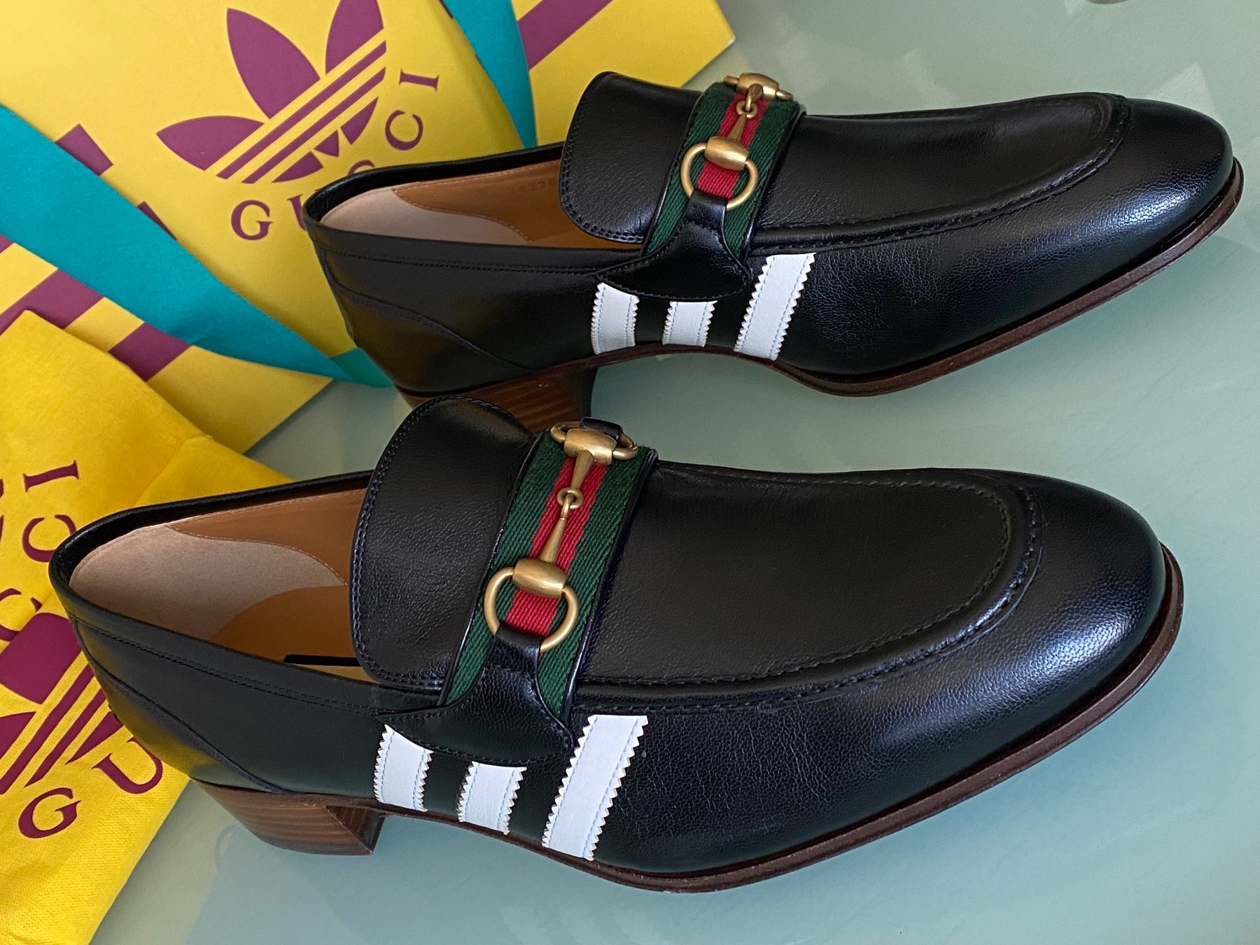 GUCCI x ADIDAS Quentin Web Horsebit Slip On Loafers 45.5 NEU  display picture 3