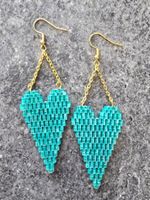 💖✨ Boucles d’oreilles Cœur en perles Miyuki ✨💖  vert