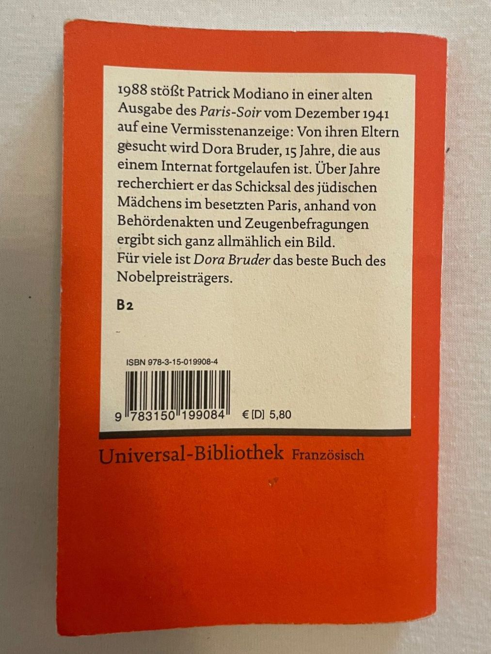 Libri: Patrick Modiano, Dora Bruder, Reclam Fremdsprachentexte – Usato da Zürich venduto da Joba-Sell 1