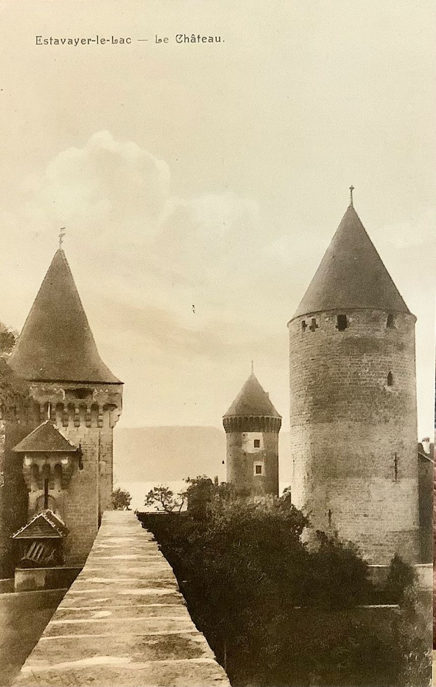 Cartoline postali: ESTAVAYER LE LAC  - Le Château – Usato da Root venduto da ENGLAND-TREASURES 1
