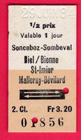 KARTON BILLETT,SONSEBOZ-SOMBEVAL - MALLERAY-BÉVILARD,2.KLASS