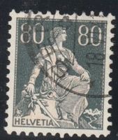 1941, 80 Rp Helvetia mit Schwert auf glattem Kreidepapier