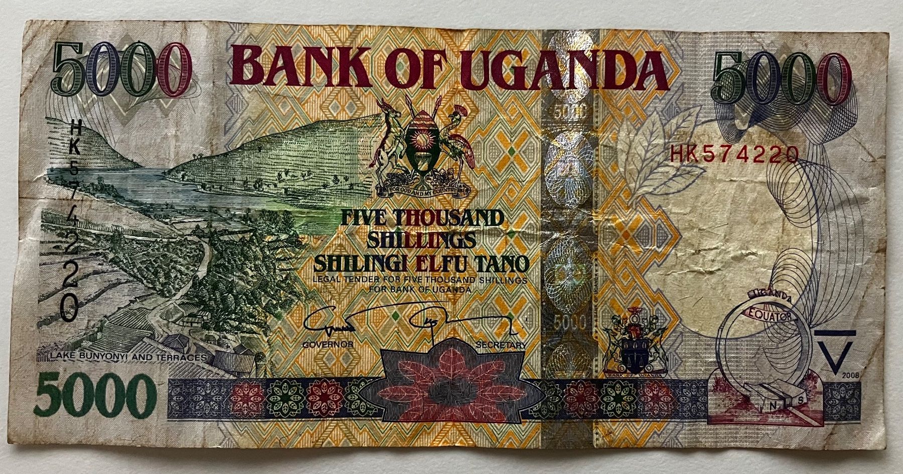 Banconote: Uganda 5000 Shillings 2008 – Usato da Algetshausen venduto da Carrhard