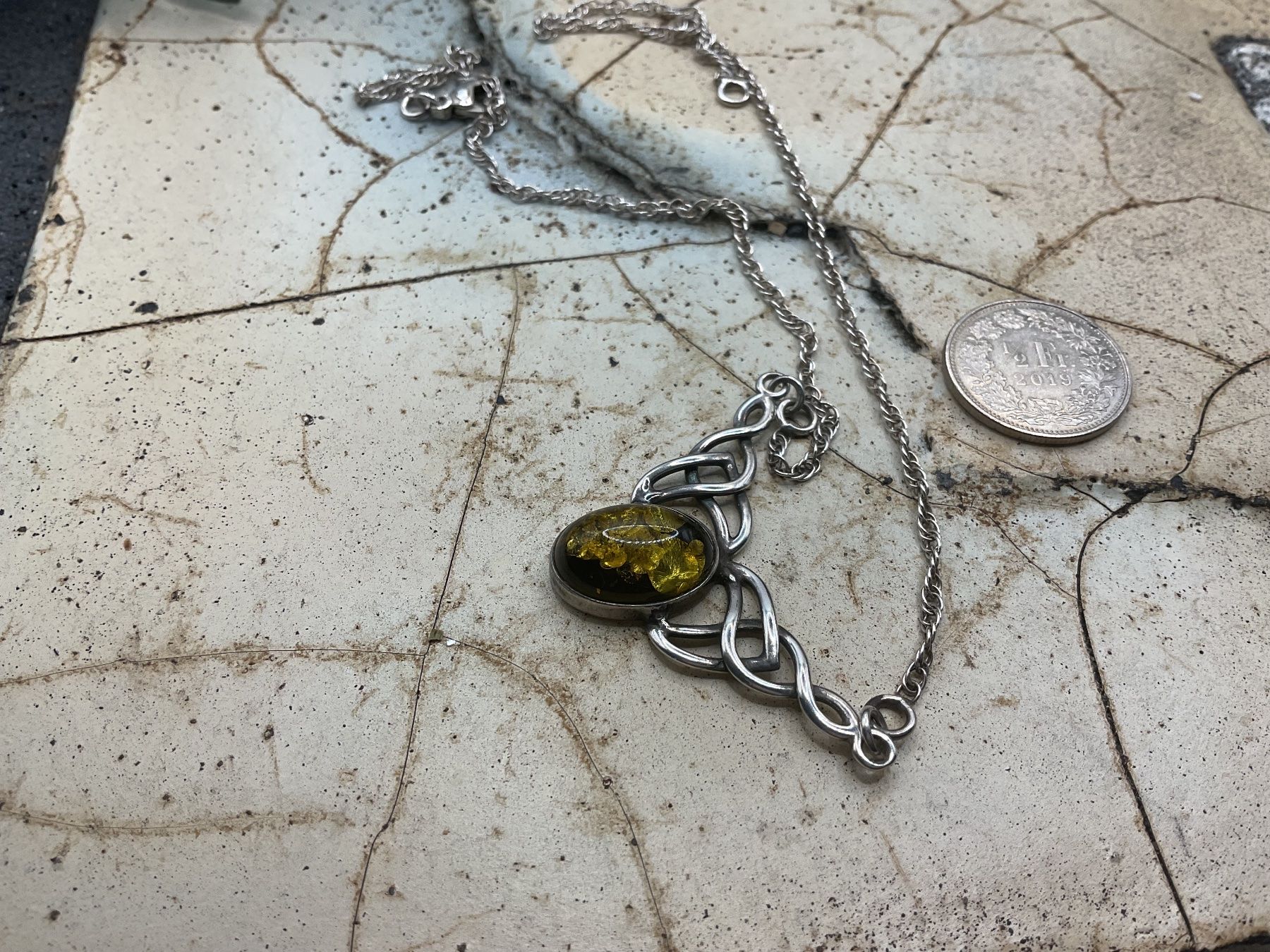 Ketten: Vintage Collier, Sterlingsilber mit Bernstein – Gebraucht aus luzern von Alpendorf1 3