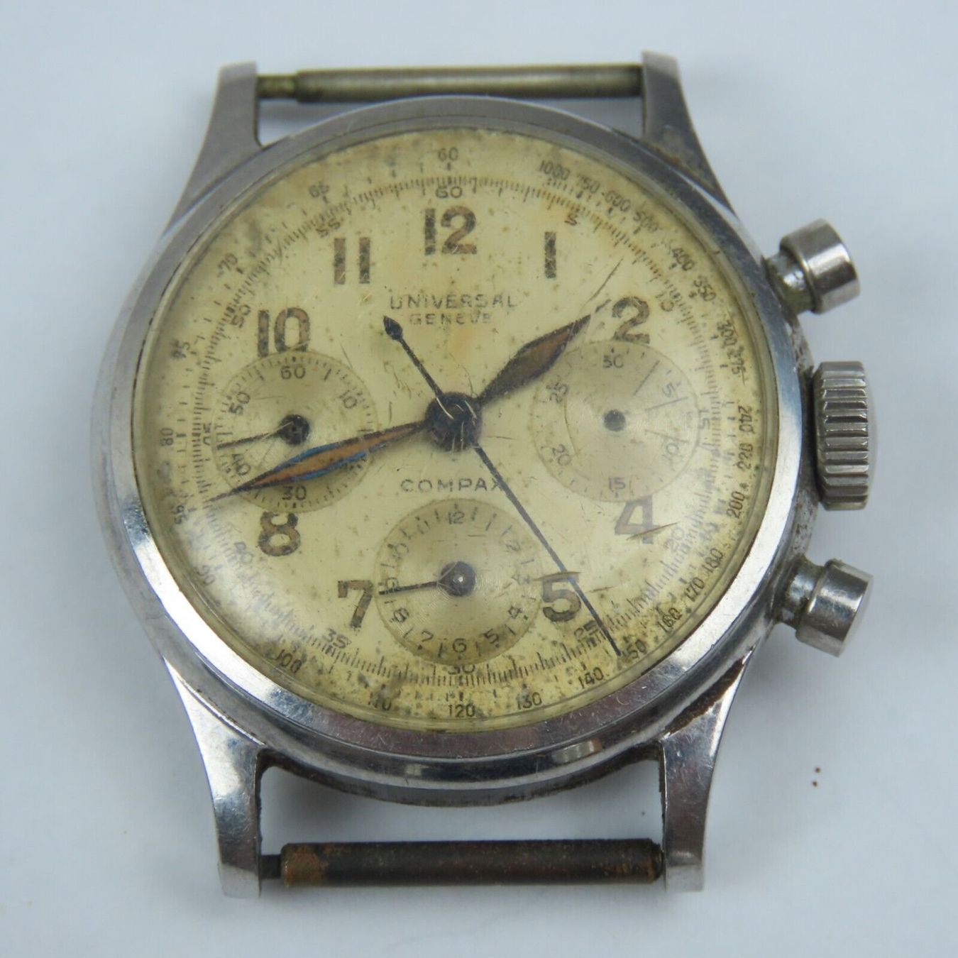 Uhren: Universal Geneve Compax 3-Register Model 281 Chronograph Arm – Gebraucht aus Peseux von