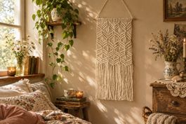 🤍 🧶 Rustikaler Makramee Wandbehang handgemacht aus Wolle