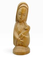 Superbe sculpture africaine bois "Vierge à l'enfant" signée