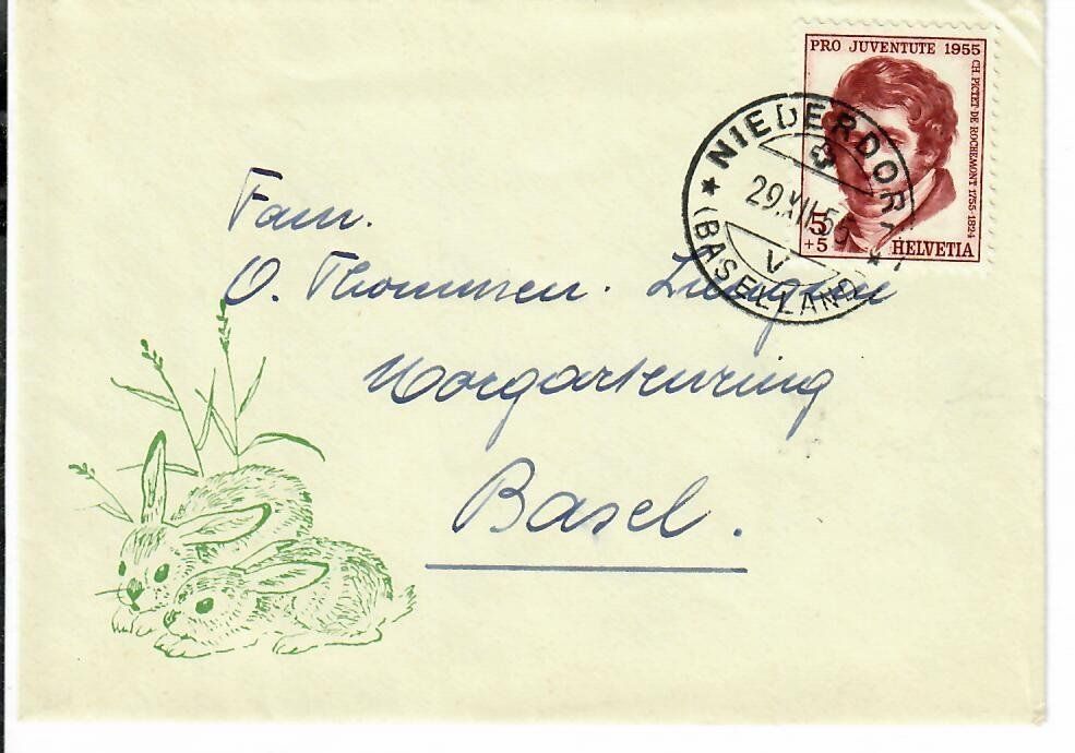 Alle Briefmarken: Kleinbrief PJ 1955 – Gebraucht aus Hochdorf von Ziegel-16