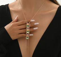 Collana donna color oro con pietre multicolore nuova