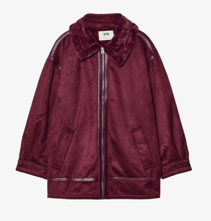 Stradivarius Winterjacke Übergangsjacke Jacke Bordeaux S 36