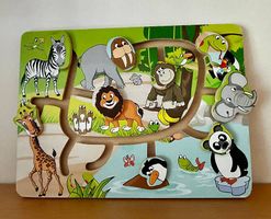 Holz-Schiebepuzzle Wilde Tiere Motorikspiel für Kleinkinder