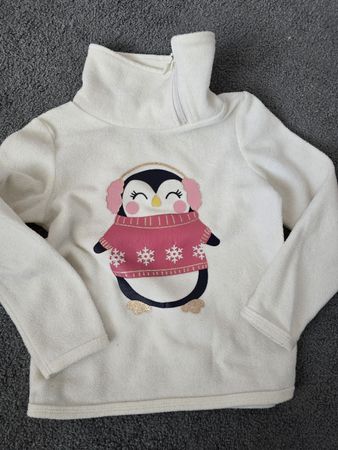 Fleecepullover Mädchen Grösse 110-116 Pinguin Motiv 