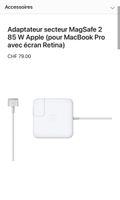Chargeur Apple MagSafe 2 85W – Neuf, jamais utilisé 