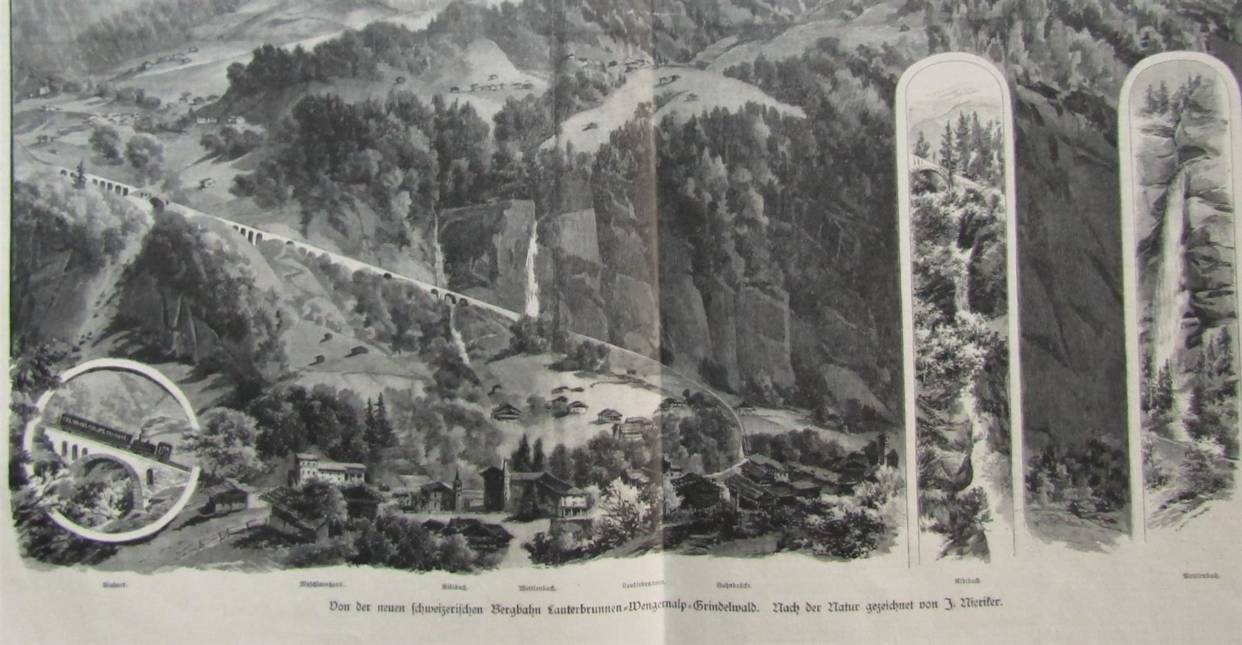 Incisioni: Wengernalpbahn Holzstich 1893 – Usato da Rafz venduto da Helvet32 1
