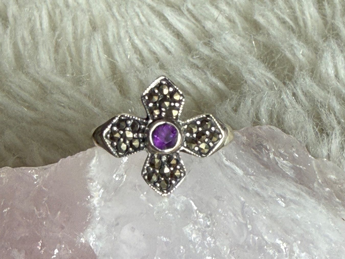 Anelli: Vintage Silberring 925 mit lila Stein – Usato da Istighofen venduto da Ringparadies