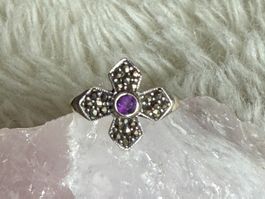 Vintage Silberring 925 mit lila Stein