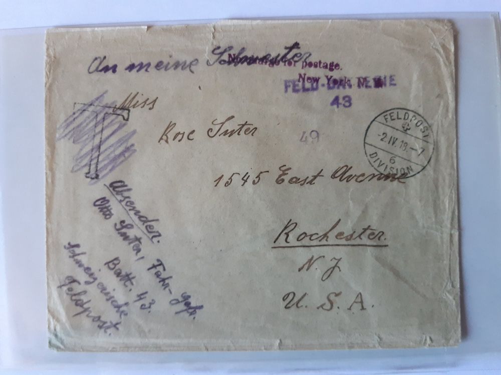 Feldpost Brief nach Amerika 1918 Kaufen auf Ricardo