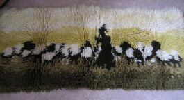 Sehr schöner geknüpfter Teppich HIRTE MIT SCHAFEN