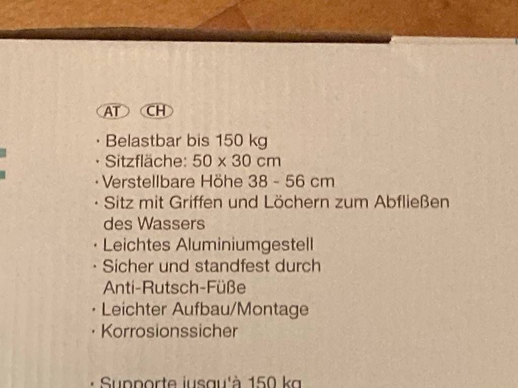 Hocker: Duschhocker, rechteckig, neu – Gebraucht aus Brislach von Johue60 1