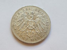 🇩🇪 Kaiserreich 5 Mark 1907 A VF Silver