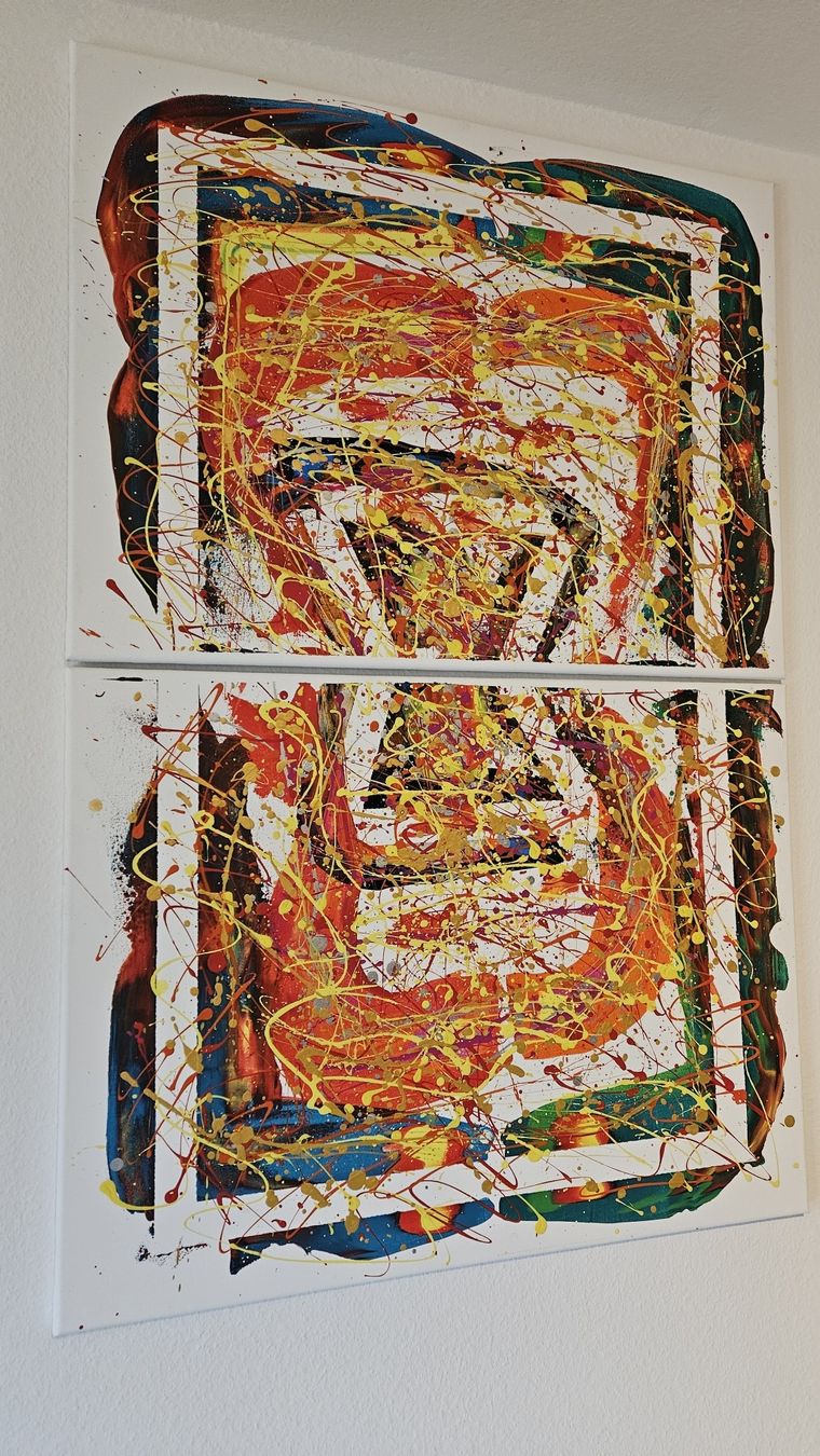 Dipinti: Tableau moderne abstrait en 2 parties, unique! – Nuovo (secondo la descrizione) da Le Locle venduto da fab_c9hh 2