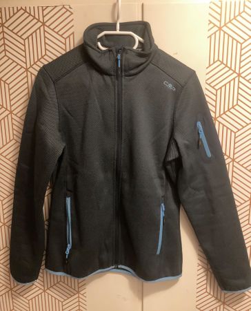 Damen Fleecejacke, Marke CMP, Dunkelgrau/Blau, Jacquard