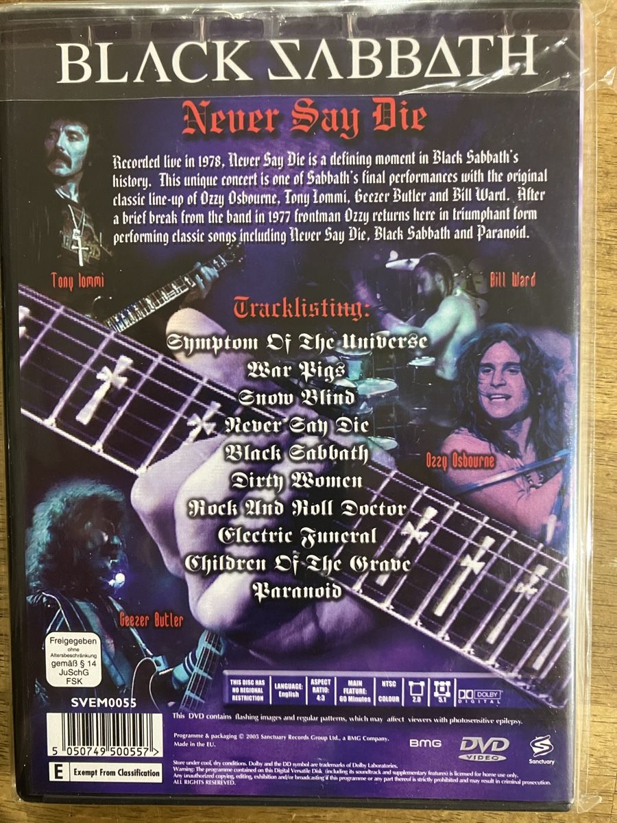 Tutti i DVDs: BLACK SABBATH Never Say Die Live 1978 DVD (Code Free Player) – Nuovo (secondo la descrizione) da Belp venduto da B7L0 1