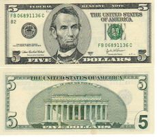 Usa 5  dollar 2003 unz bankfriesch