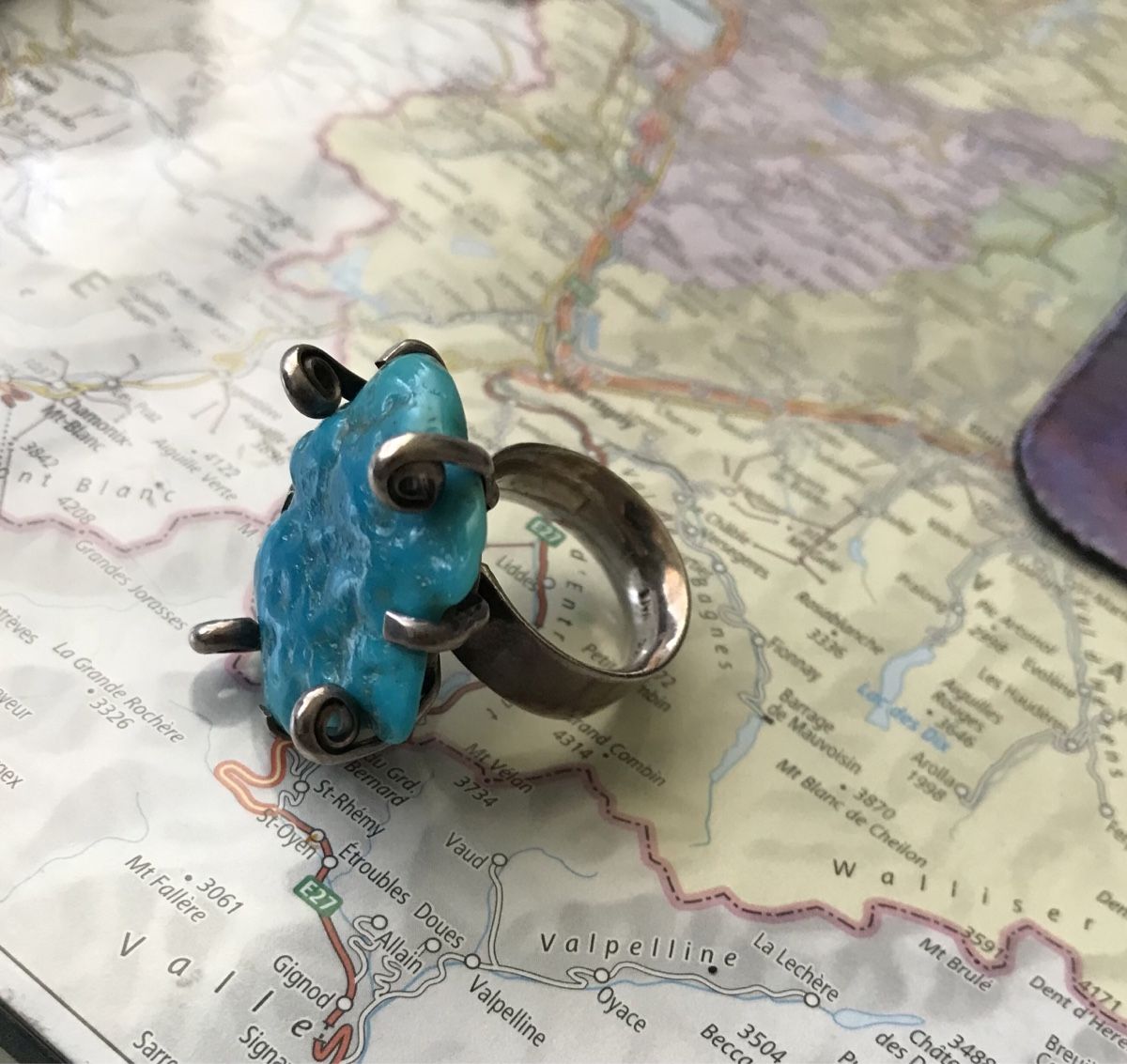 Ringe: Ring mit großem Türkis, Silber, Handarbeit, Unikat – Gebraucht aus Meilen von delta-da-spica 2