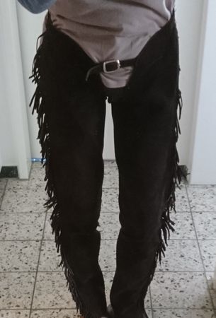 Wildleder Chaps mit Fransen braun Grösse XS
