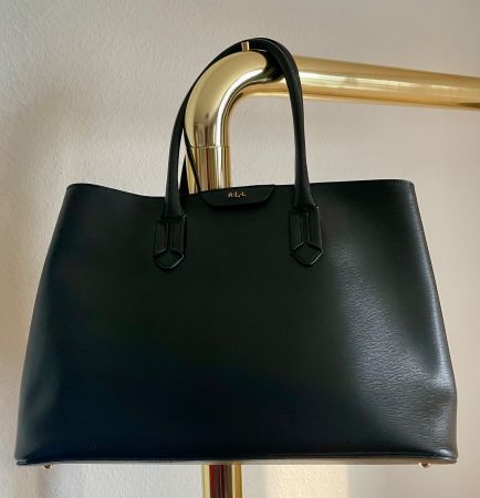 Elegante Ralph Lauren Ledertasche gross, schwarz, neuwertig