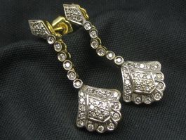 Antik Ohrringe Ohrhänger Gold 750 / 18 k / Diamant
