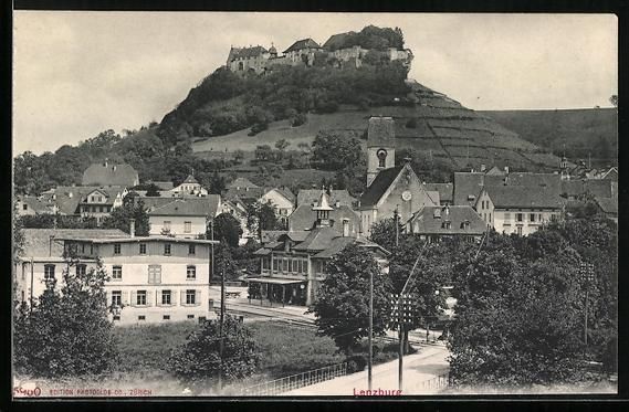 Cartoline postali: AK Lenzburg, Bahnhof und Kirche – Usato da Berlin venduto da bartko-reher