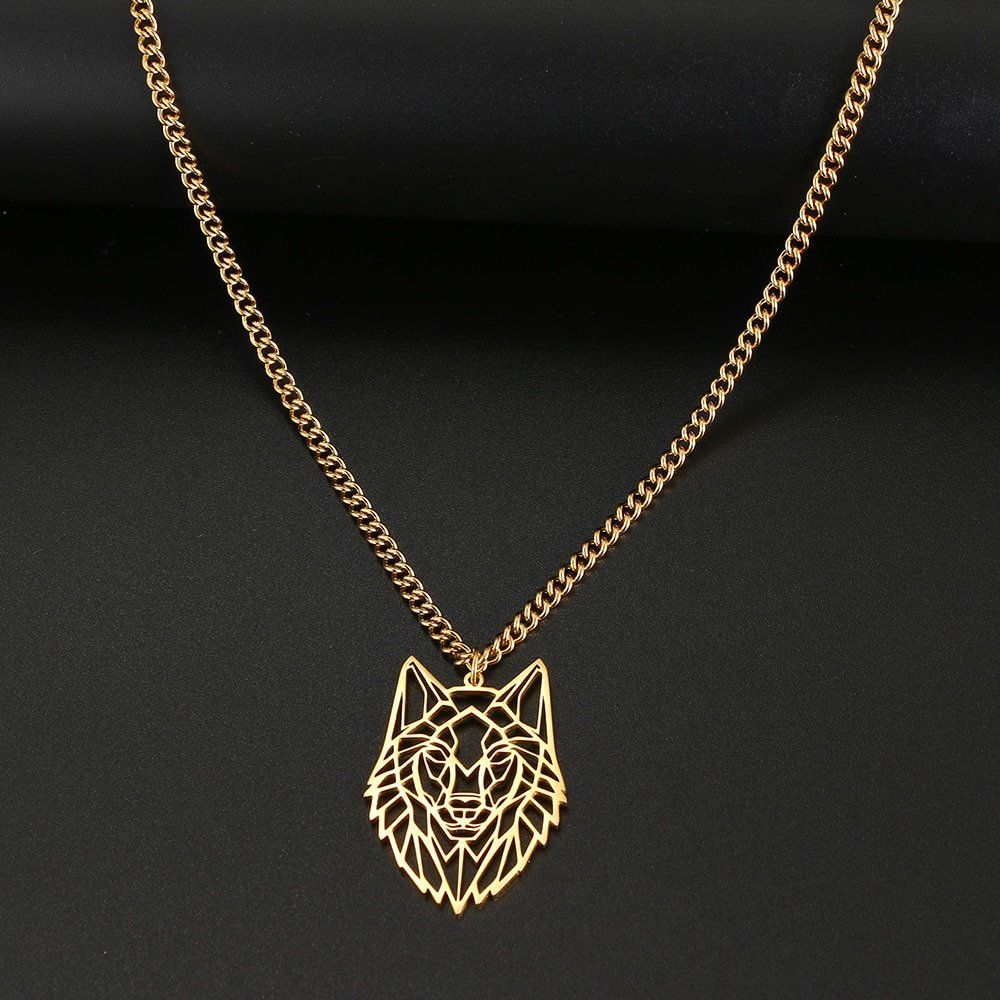 Catenine: Edelstahl Halskette mit Wolf Anhänger in GOLD – Nuovo e nell'imballaggio originale da Tumegl/Tomils venduto da Steinschleuder-Shop 2