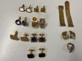 Manschettenknöpfe, Fingerring, Ohrringe, Uhrband, Lot