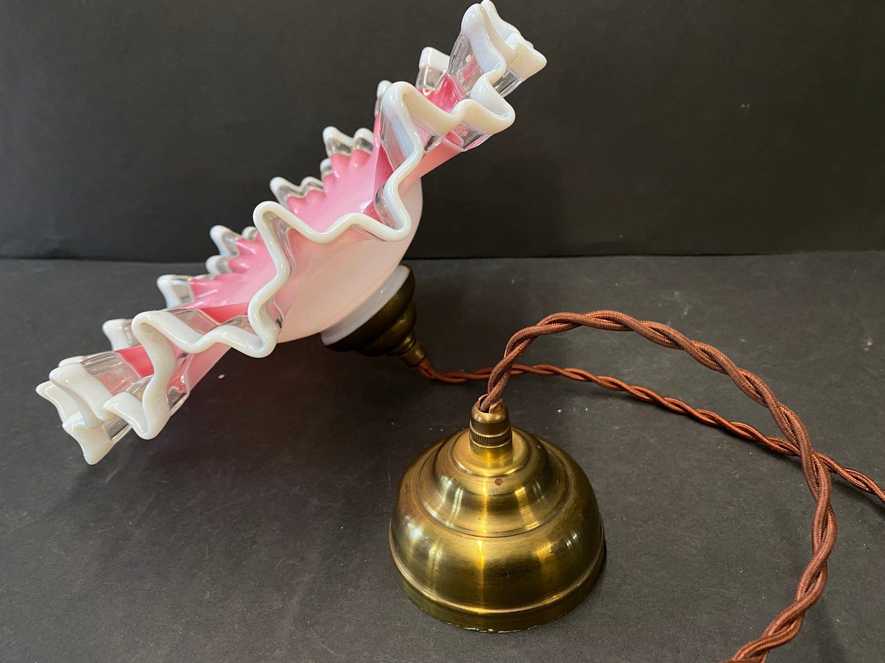 Lampade: Wunderschöne Seltene Jugendstil Lampe Opalinglas & Messing – Usato da Schaffhausen venduto da vintageville 4