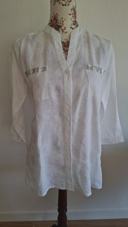 Sommerbluse aus Leinen, Gr. 38, weiss, Clarina Collection