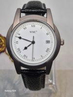 WMC Herrenuhr, Lederarmband, Weiß, mit Datumsanzeige
