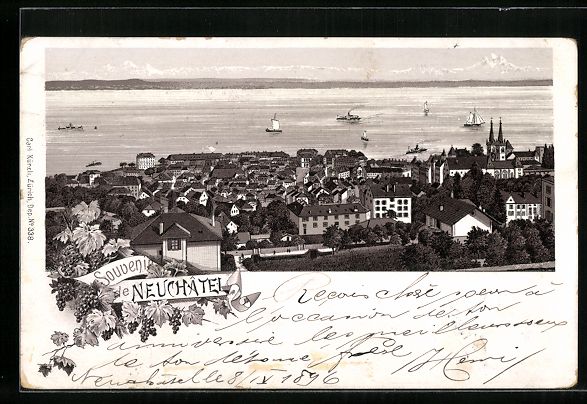 Cartes postales: Litho Neuchâtel, Vue générale, Dampfe – D'occasion à Berlin par bartko-reher