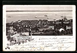 Litho Neuchâtel, Vue générale, Dampfe