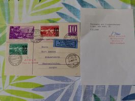 Flugpostkarte mit Attest